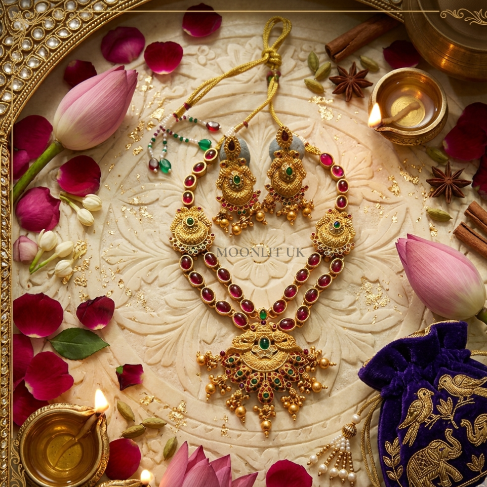 Maharani Ruby Emerald Temple Grandeur Set MN-4026