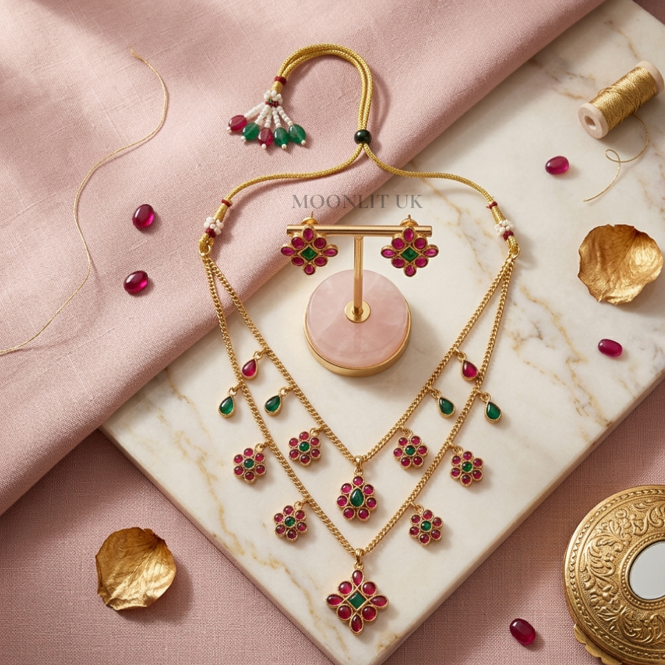 Mudra Grandeur Double-Layer Temple chain with Ear ring MN-4006