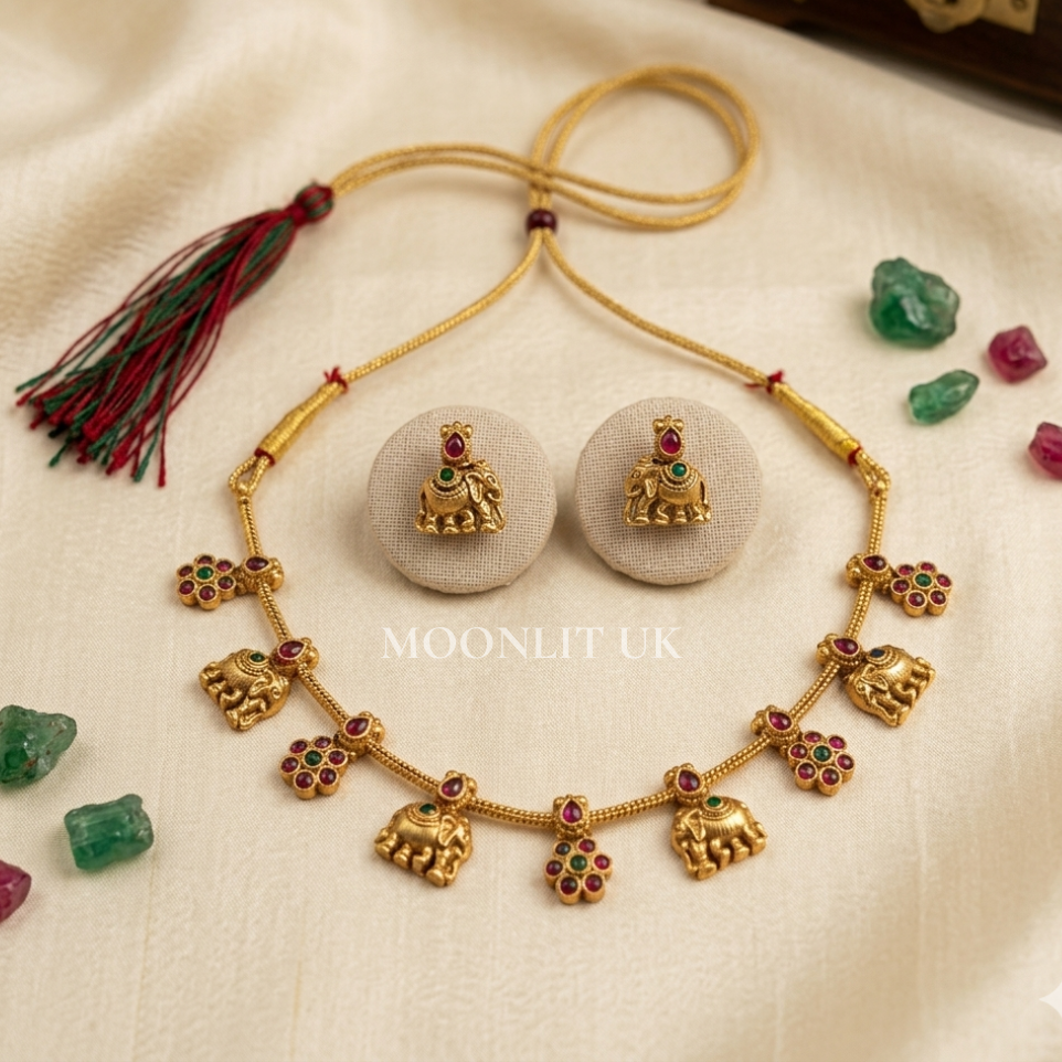 The Airavata Bloom Necklace & Studs MN-4005