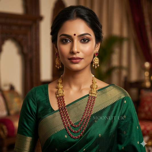 Traditional Goddess Lakshmi Multi-Layered Temple Haram with ear ring MLC-5007