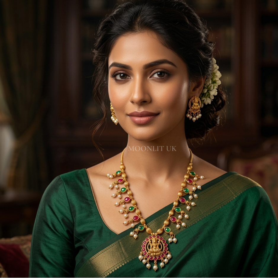 Lakshmi Pearl Drop Pattern Necklace MN-4023
