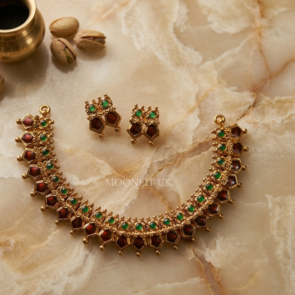 Geometric Kemp Stone Necklace-MN-4011