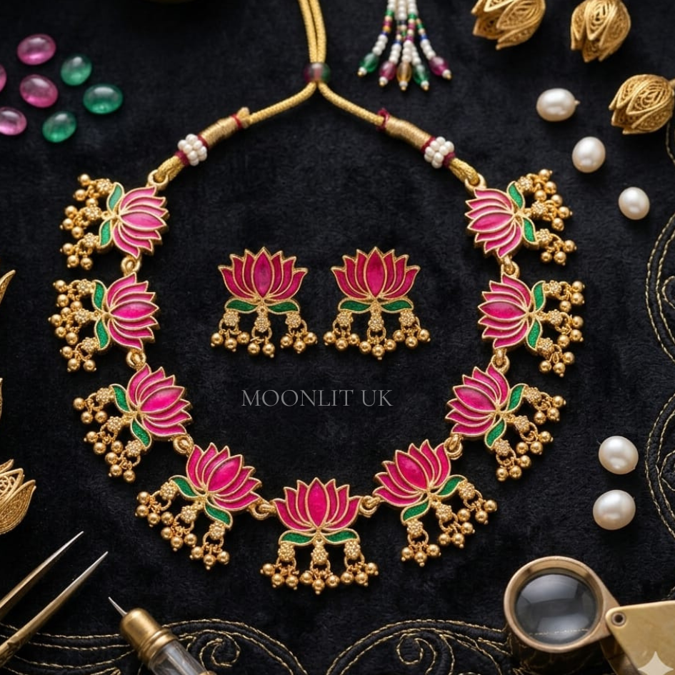 The Pink Kamalam Meenakari Choker MN-4016