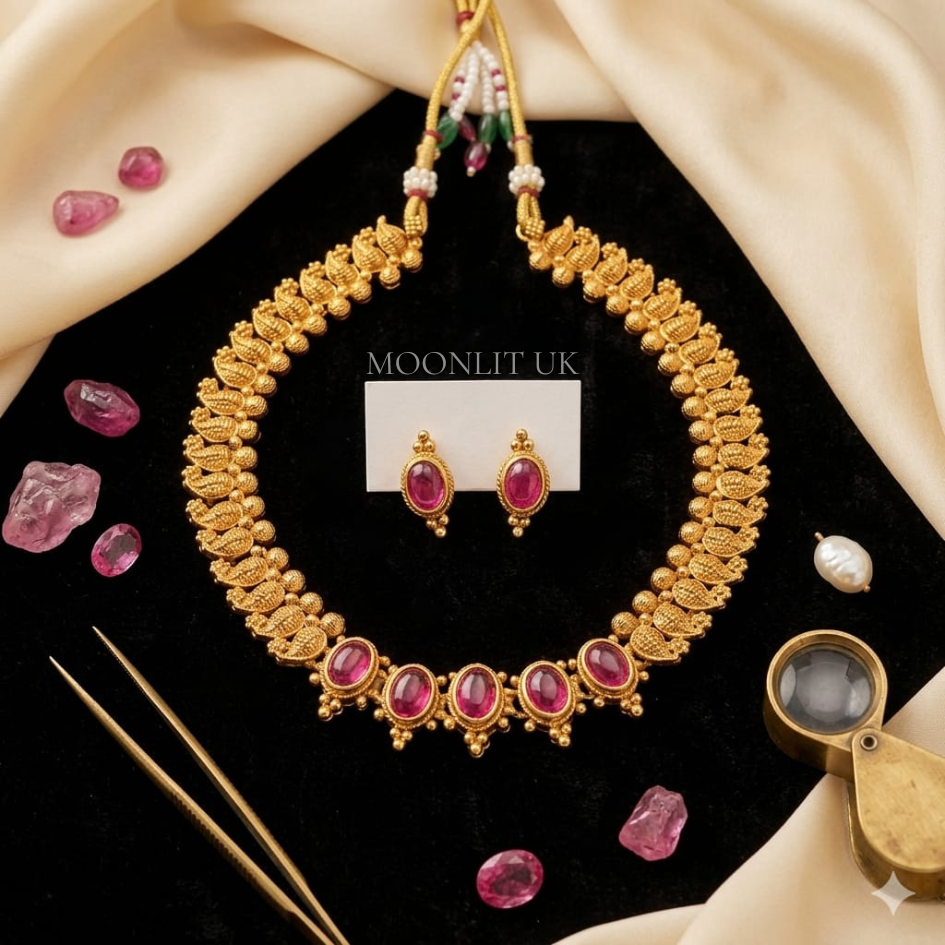 Ruby-Toned Mango Mala Choker -MN-4009