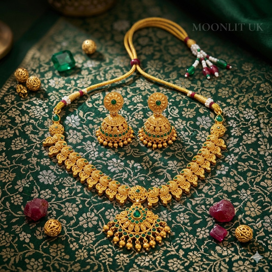 Antique Gold Peacock Pattern Necklace Set -MN-4024