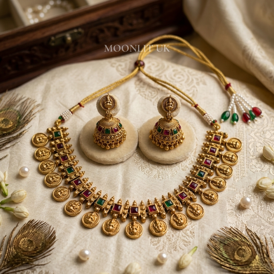 Divine Lakshmi Temple Necklace & Jhumka Set MN-4031