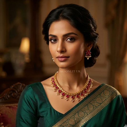 Nandini Pearl-Drop Ruby Set-MN-4003