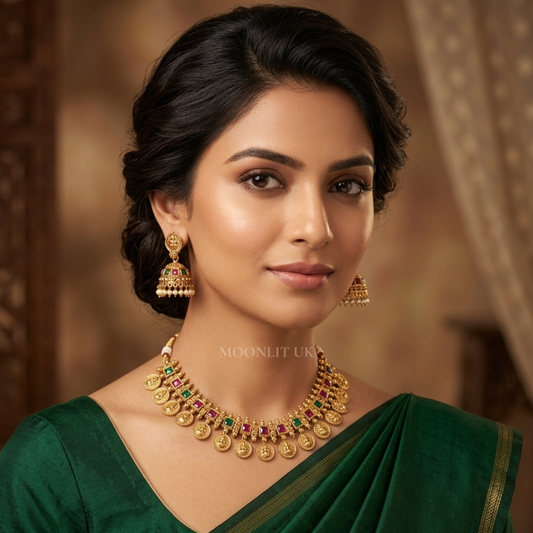 Divine Lakshmi Temple Necklace & Jhumka Set MN-4031