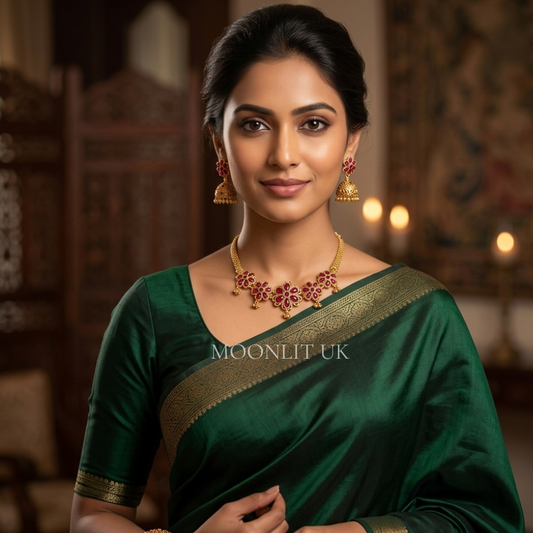 Gulabi Floral Matte Gold Necklace & Jhumka Set MN-4035