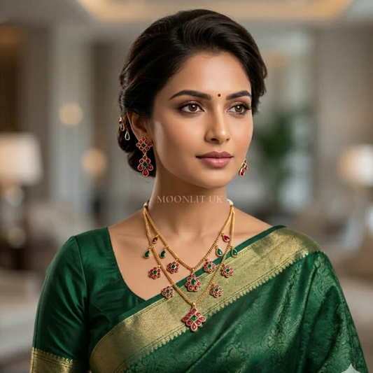 Mudra Grandeur Double-Layer Temple chain with Ear ring MN-4006
